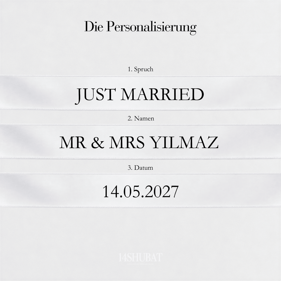 Standesamtbänder personalisiert zum Durchschneiden | 3er Set Hochzeitseinladung.de