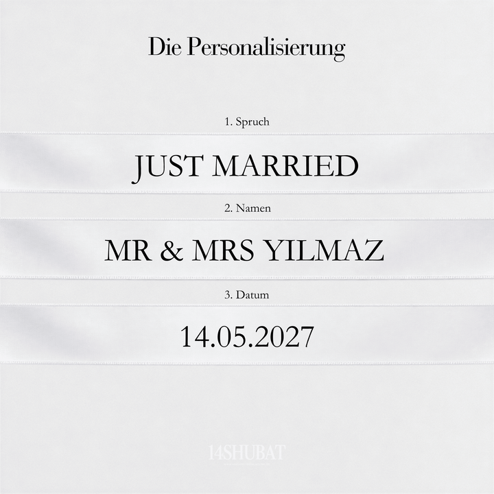 Standesamtbänder personalisiert zum Durchschneiden | 3er Set Hochzeitseinladung.de