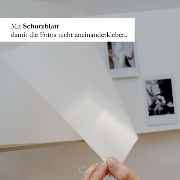 2-in-1 Gästebuch & Fotoalbum Hochzeit A4 – Leinen Beige – personalisiert mit Gold, wahlweise mit Prägung. Erinnerungsbuch Hochzeitsgästebuch 14Shubat